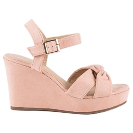 Bello Star Sandalias cuña rosas rosado 1