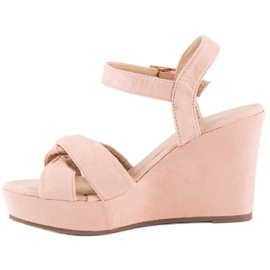 Bello Star Sandalias cuña rosas rosado 3