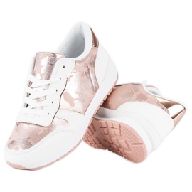 Zapatillas blancas con cordones blanco rosado 3