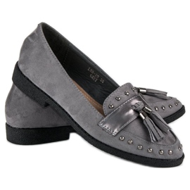 Mocasines grises con flecos 2