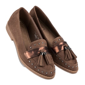 Mocasines marrones con flecos marrón 2