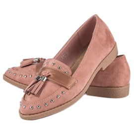 Mocasines rosas con flecos rosado 2