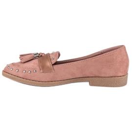 Mocasines rosas con flecos rosado 1