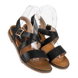 Bello Star Sandalias planas con hebilla negro 4