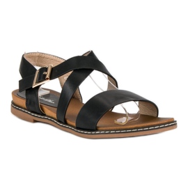 Bello Star Sandalias planas con hebilla negro 1