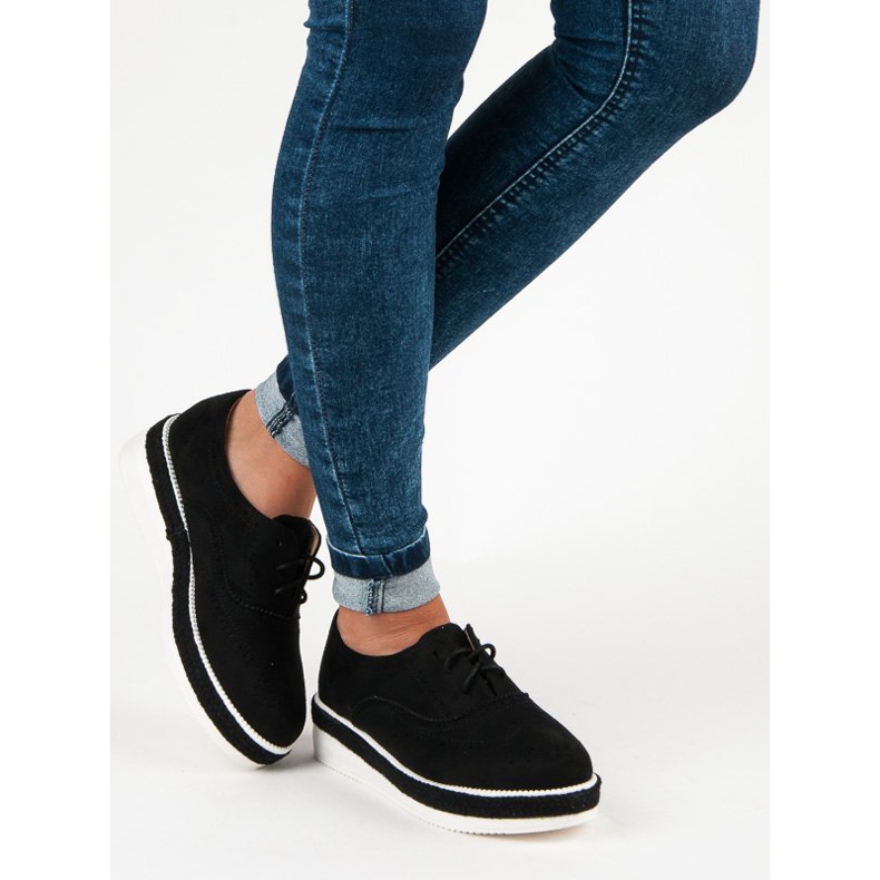 Erynn Zapatos de ante con cordones negro 1