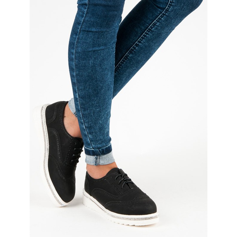 Ideal Shoes Zapatos negros con cordones 2