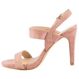 Sandalias con tacón vinceza rosado 2