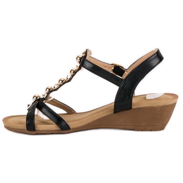 Sandalias cuña negras negro 2