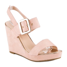 Bello Star Sandalias cuña ante rosado 2