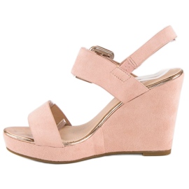 Bello Star Sandalias cuña ante rosado 3