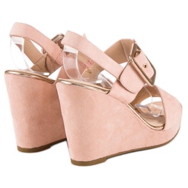 Bello Star Sandalias cuña ante rosado 4