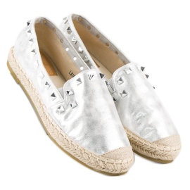 Forever Folie Alpargatas plateadas con tachuelas gris 4