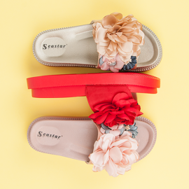 Seastar Zapatillas casa flores mujer rojo 7
