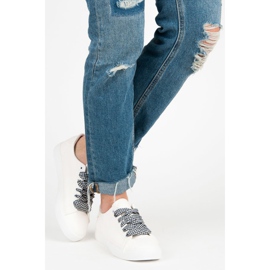 Ideal Shoes Deportivas blancas con flecos blanco 7