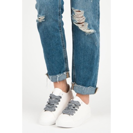 Ideal Shoes Deportivas blancas con flecos blanco 8