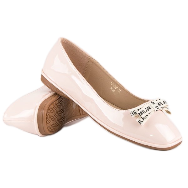 Ideal Shoes Bailarinas Lacadas en Polvo rosa 1
