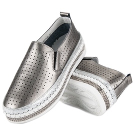 Zapatillas Vinceza de piel gris 2