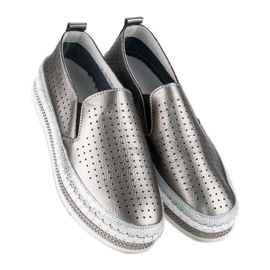Zapatillas Vinceza de piel gris 3