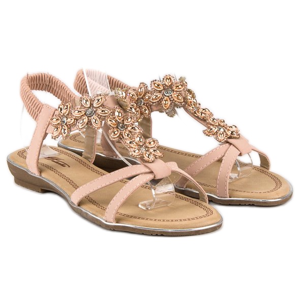 Sandalias planas elegantes rosa 1