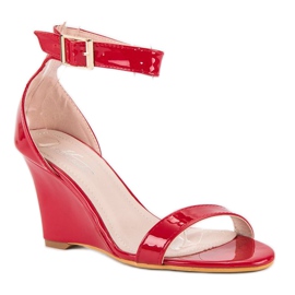 Sandalias cuña lacada rojo 1