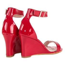Sandalias cuña lacada rojo 3