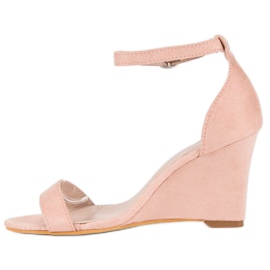 Sandalias cuña ante rosa 2