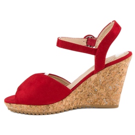 Sandalias en un tacón de cuña de corcho rojo 3