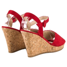 Sandalias en un tacón de cuña de corcho rojo 4