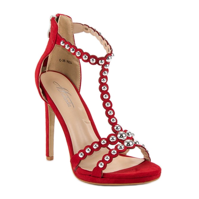 Elegantes sandalias rojas rojo 2
