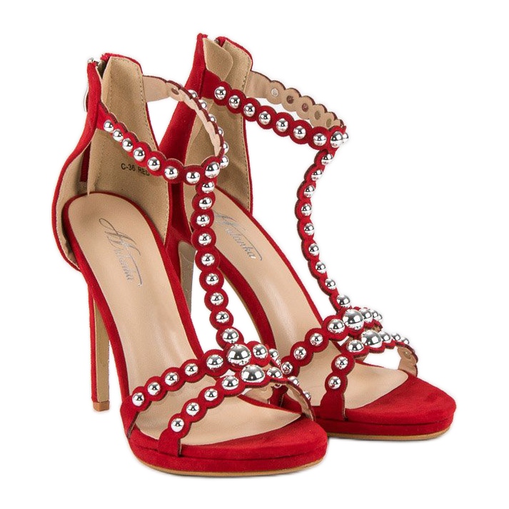 Elegantes sandalias rojas rojo 1