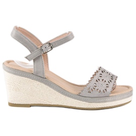 Ideal Shoes Alpargatas grises en la cuña 1