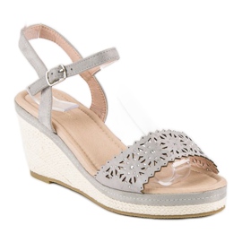 Ideal Shoes Alpargatas grises en la cuña 2