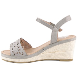 Ideal Shoes Alpargatas grises en la cuña 3