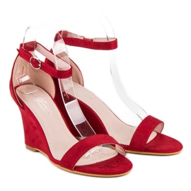 Sandalias cuña ante rojo 5