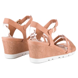 Ideal Shoes Sandalias cuña rosas rosado 2