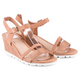 Ideal Shoes Sandalias cuña rosas rosado 3