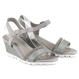 Ideal Shoes Sandalias cuña grises 5