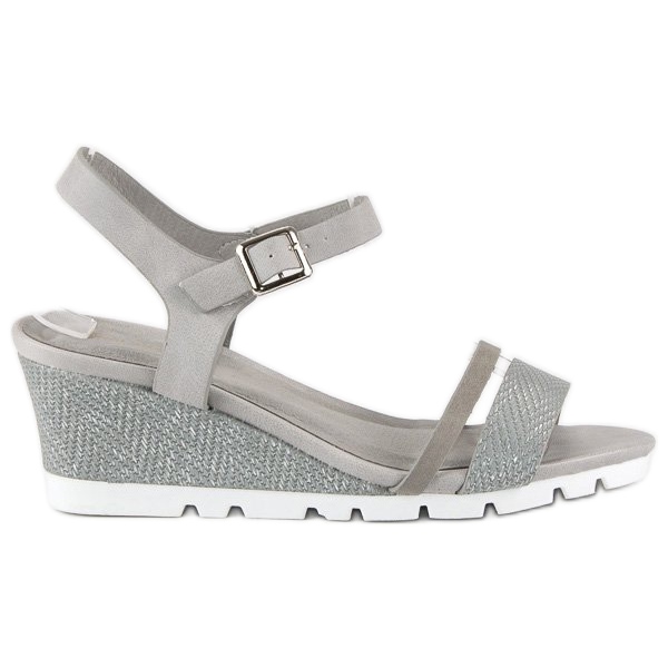 Ideal Shoes Sandalias cuña grises 1
