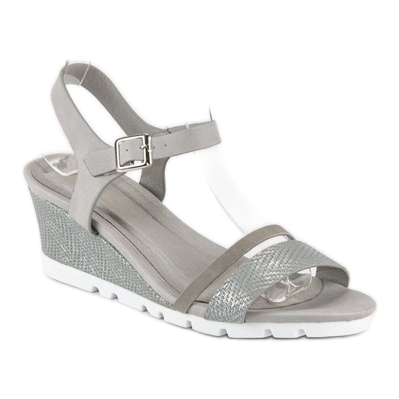 Ideal Shoes Sandalias cuña grises 2