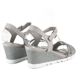 Ideal Shoes Sandalias cuña grises 4