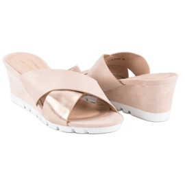 Ideal Shoes Zapatillas cuña rosas rosado 4