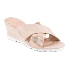 Ideal Shoes Zapatillas cuña rosas rosado 2