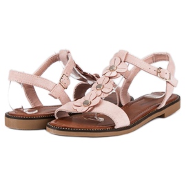 L. Lux. Shoes Sandalias planas ante rosado 2