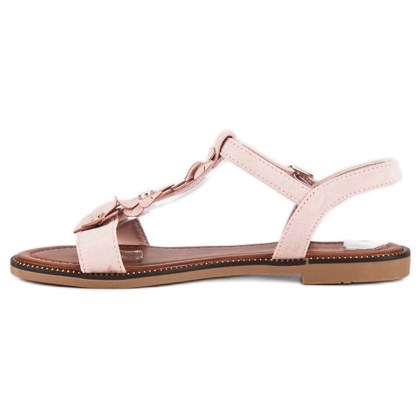 L. Lux. Shoes Sandalias planas ante rosado 1