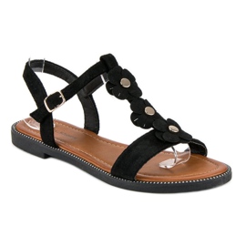 L. Lux. Shoes Sandalias planas ante negro 2