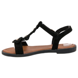 L. Lux. Shoes Sandalias planas ante negro 3