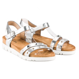 Forever Folie Sandalias plateadas con pedrería gris 1