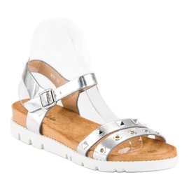 Forever Folie Sandalias plateadas con pedrería gris 2