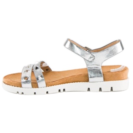 Forever Folie Sandalias plateadas con pedrería gris 3